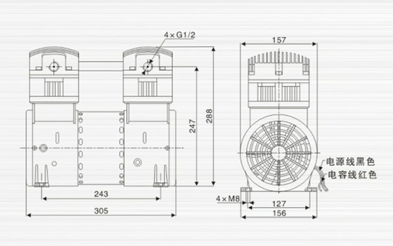 臺冠JP-240HV壓縮泵外觀尺寸圖 臺冠JP-240HV壓縮泵外觀尺寸圖