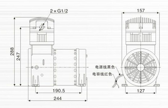 臺冠JP-240S壓縮泵外觀尺寸圖 臺冠JP-240S壓縮泵外觀尺寸圖