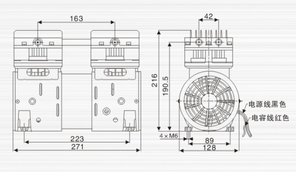 JP-200V貼合機靜音真空泵外觀尺寸圖 JP-200V貼合機靜音真空泵外觀尺寸圖
